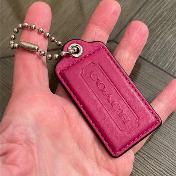 Coach Pink - Fuchsia Large Hangtag Leather Keychain - Picture 7 of 14